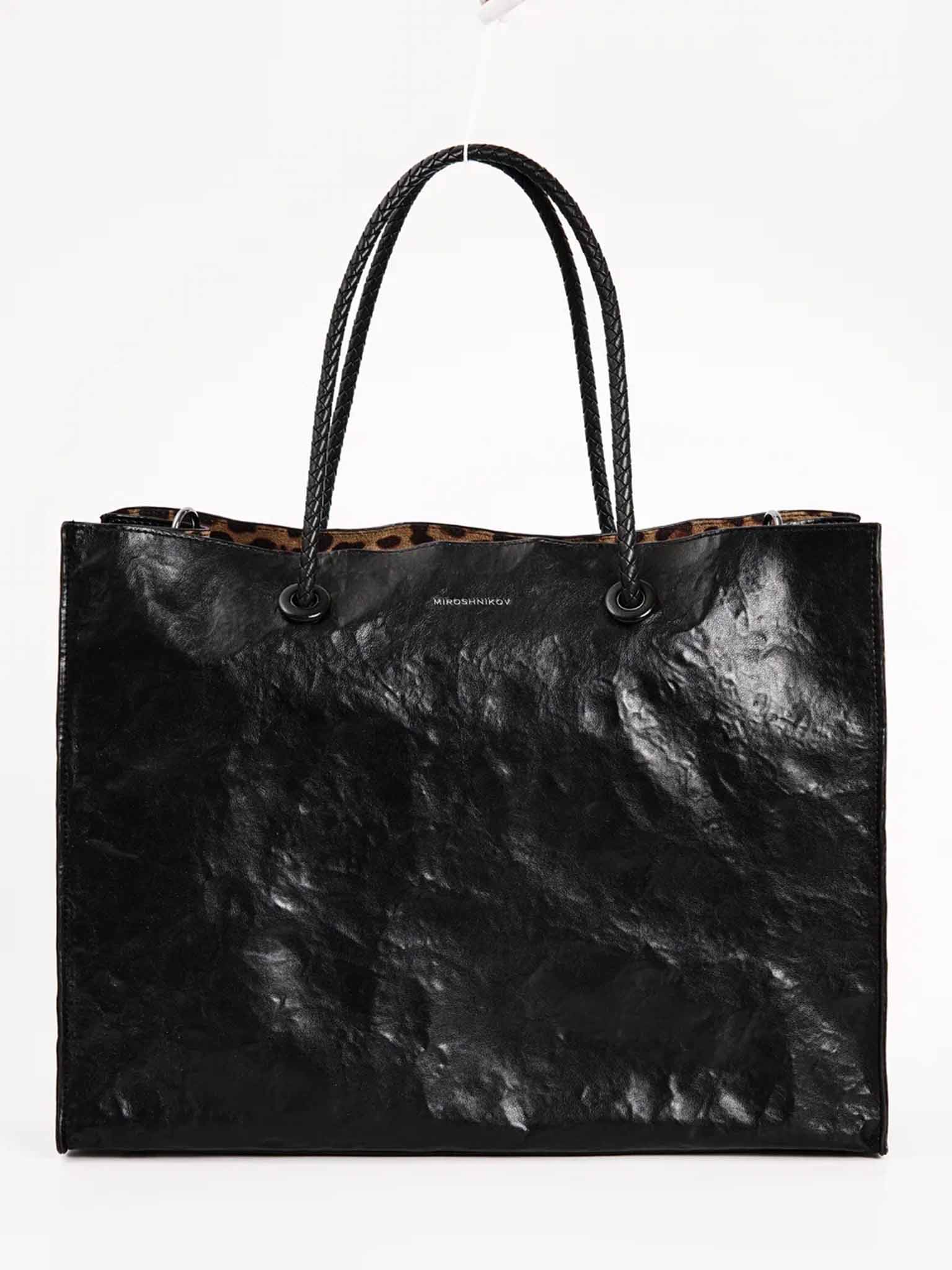 Shopper Bag black with leopard print