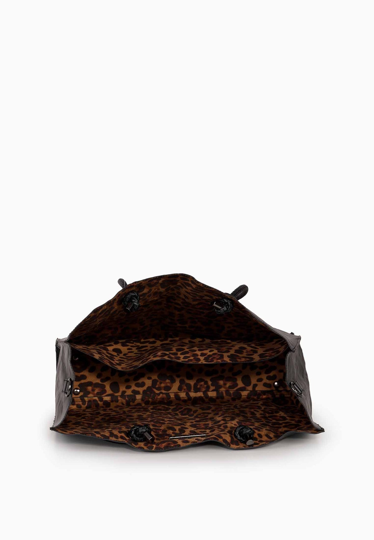 Shopper Bag black with leopard print