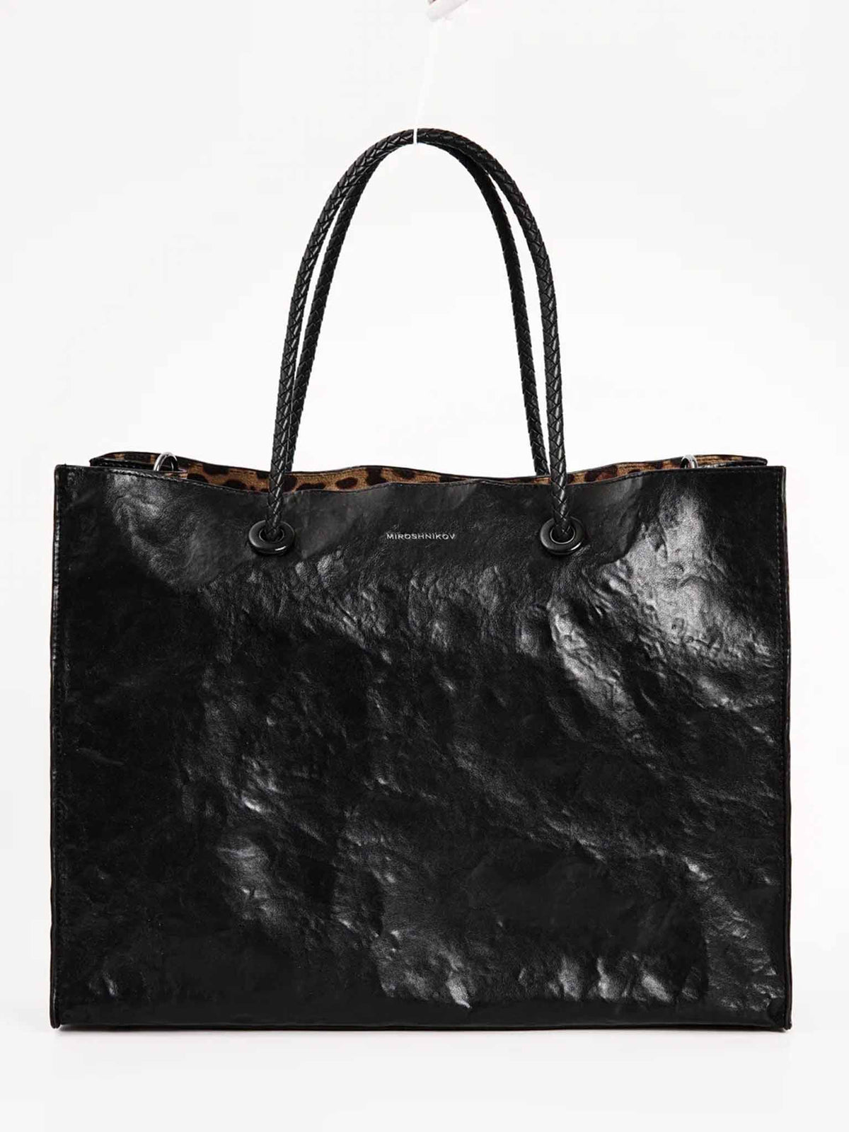 Shopper Bag black with leopard print