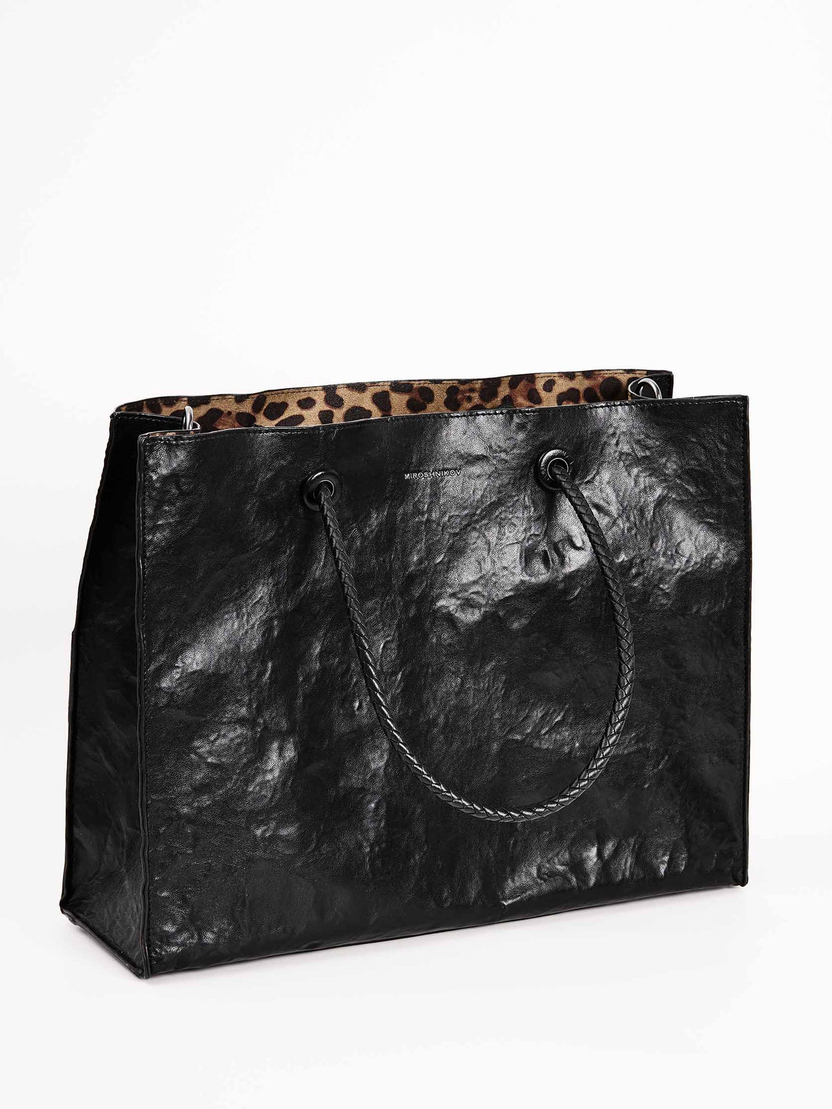 Shopper Bag black with leopard print