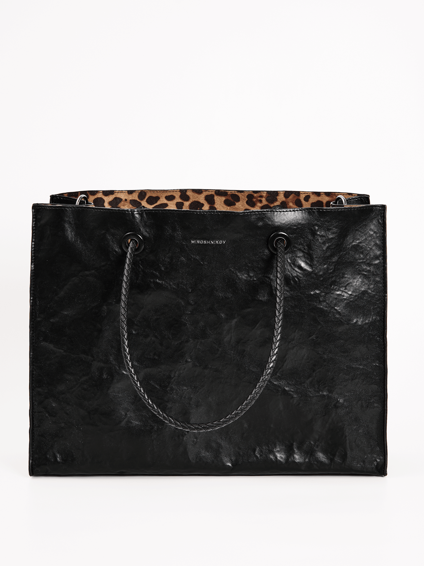Shopper Bag black with leopard print