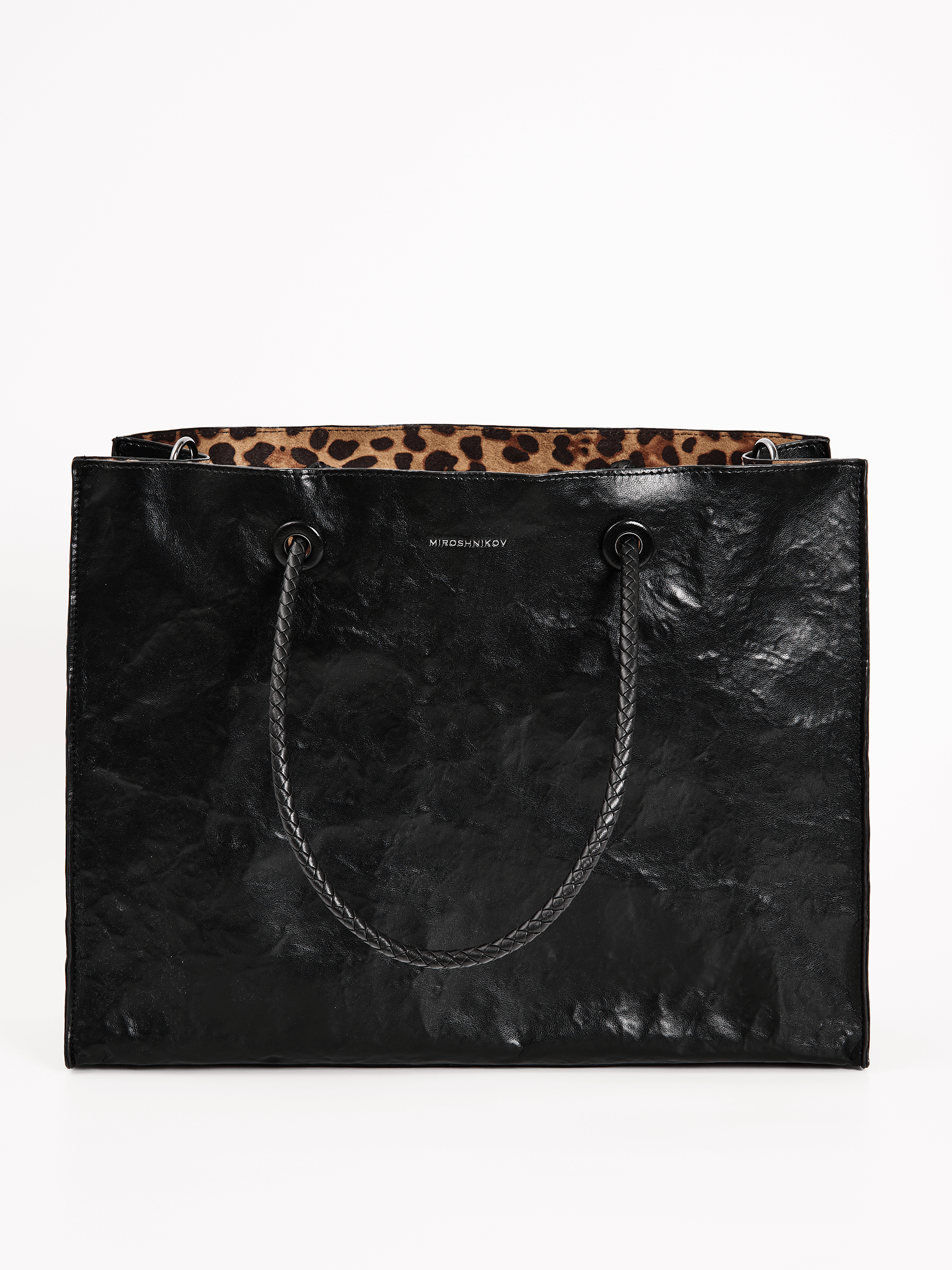 Shopper Bag black with leopard print