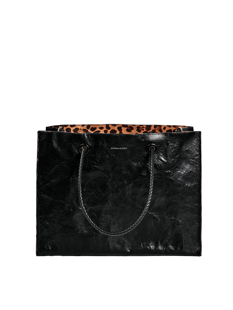 Shopper Bag black with leopard print